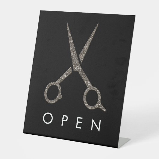 Signe De Table ciseaux modernes OPEN - Coiffeur (Recto)