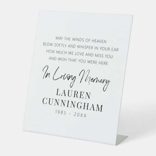 Signe De Table Citation Memorial Moderne Élégant Simple Chic (Recto)