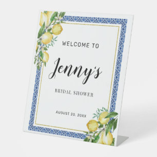 Signe De Table Citron Botanique Bleu Fête des mariées Carrelage B