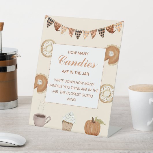 Signe De Table Citrouille Automne Baby shower Devinez Combien de (In SItu)