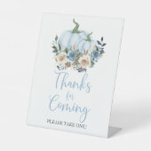 Signe De Table Citrouille Automne Bleu Douche garçon Merci pour v (Recto)