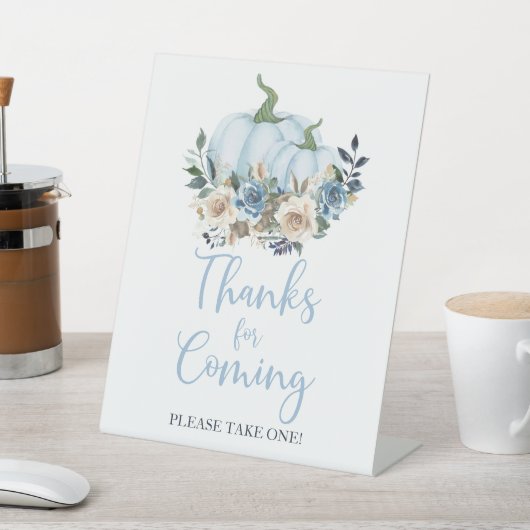Signe De Table Citrouille Automne Bleu Douche garçon Merci pour v (In SItu)