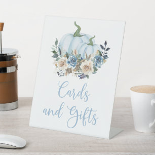 Signe De Table Citrouille Automne Bleu Garçon Cartes de Douche et