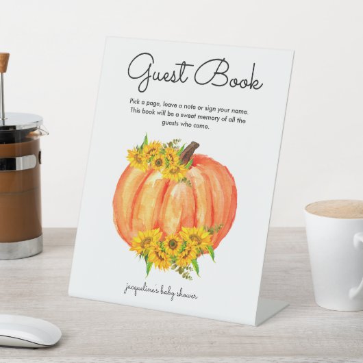 Signe De Table Citrouille Baby shower de livre d'hôtes Mariage (In SItu)
