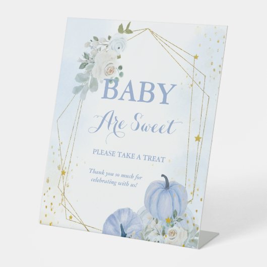 Signe De Table Citrouille bleu Automne baby shower garçon Favoris (Recto)