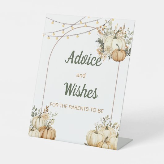 Signe De Table Citrouille d'automne Baby shower Conseils et souha (Recto)