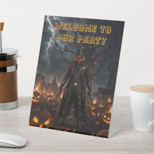 Signe De Table Citrouille de sheriff cow-boy éclairante Halloween