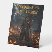 Signe De Table Citrouille de sheriff cowboy d'Halloween effrayant (Recto)