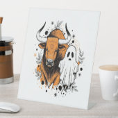 Signe De Table Citrouille de vache Halloween Highland (In SItu)