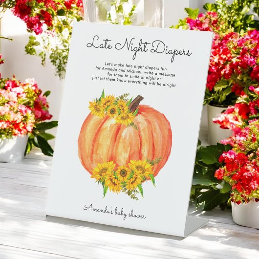 Signe De Table Citrouille des baby showers de la nuit tardive