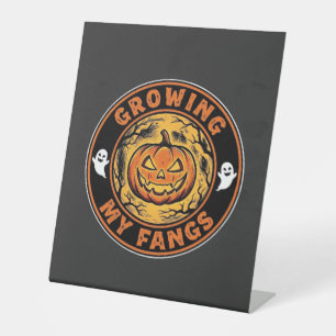 Signe De Table Citrouille d'Halloween aux crocs fantômes Design_1