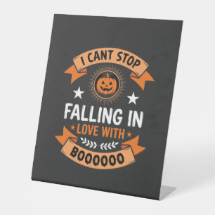 Signe De Table Citrouille d'Halloween tombant amoureuse