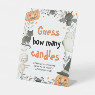 Signe De Table Citrouille Halloween mignon Devinez Combien De Can