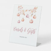 Signe De Table Citrouille Rose Automne Fille Baby shower Cartes C (Recto)