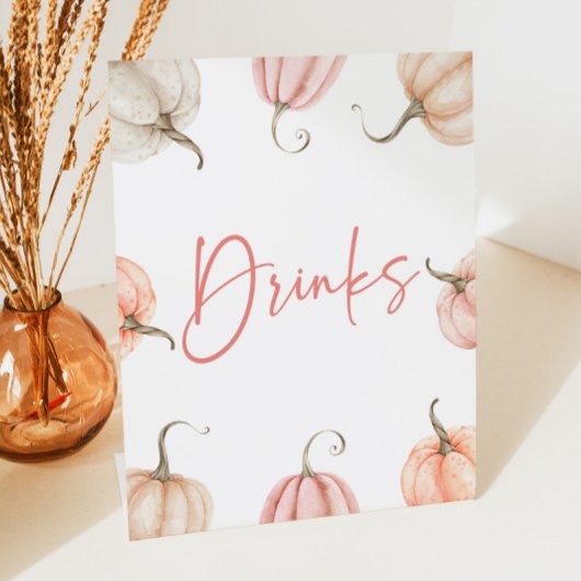 Signe De Table Citrouille rose blanc Automne Automne Boissons Fêt
