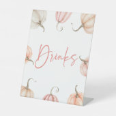 Signe De Table Citrouille rose blanc Automne Automne Boissons Fêt (Recto)