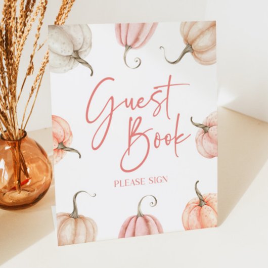 Signe De Table Citrouille rose blanc Automne Automne Livre d'invi