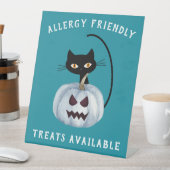 Signe De Table Citrouille turquoise Halloween Chat noir Allergie  (In SItu)