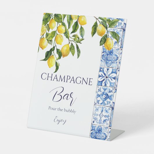 Signe De Table Citrus citron Positano Carreaux Bleus Champagne Ba (Recto)