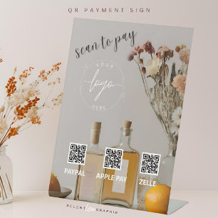 Signe De Table Citrus   Cocktails   Code QR   Signal de paiement