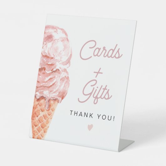 Signe De Table CLARA Carte de crème glacée rétro + Symbole cadeau (Recto)