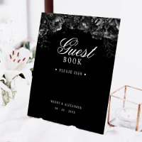 Classic gothique noir Mariage Livre d'invité Pedes