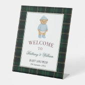 Signe De Table Classic Preppy Bear Designer Plaid Baby Shower (Recto)