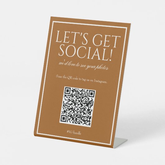 Signe De Table Classic Simple Sienna QR Code Social Media Sign (Recto)