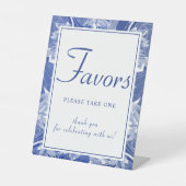 Signe De Table Classique Bleu Blanc Chinoiserie Fleur Faveur (Recto)