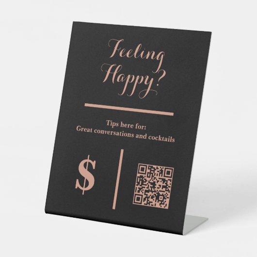 Signe De Table Classy Black Tip Your Bartender QR Code  (Recto)