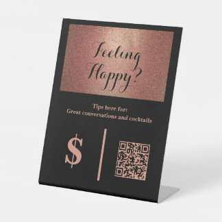 Signe De Table Classy Black Tip Your Bartender QR Code 