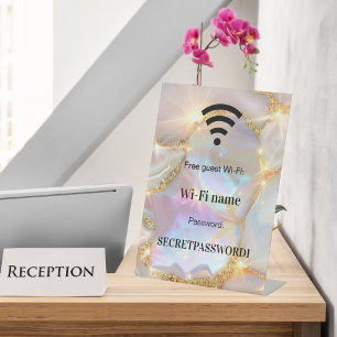 Signe De Table Client wifi réseau mot de passe beige or