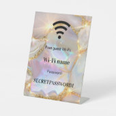 Signe De Table Client wifi réseau mot de passe beige or (Recto)