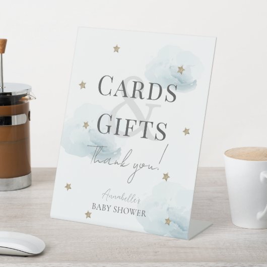 Signe De Table Cloud 9 Clouds Bleus Garçon Baby shower Cartes et (In SItu)