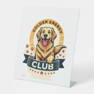Signe De Table Club Énergie Dorée Golden Retriever Chien Vintage