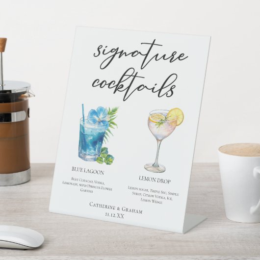 Signe De Table Coastal Mariage Signature Cocktails Menu (In SItu)