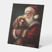 Signe De Table Cocker Spaniel avec le Père Noël Festif de Noël (Recto)