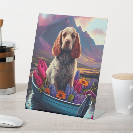 Signe De Table Cocker Spaniel sur une pagaie : une aventure Pitto (In SItu)