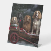 Signe De Table Cocker Spaniel Traîneau enneigé Décor de Noël  (Recto)
