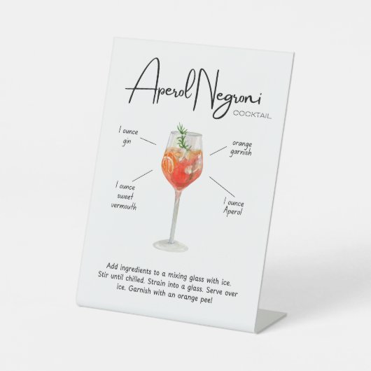 Signe De Table Cocktail Aperol Negroni Moderne (Recto)