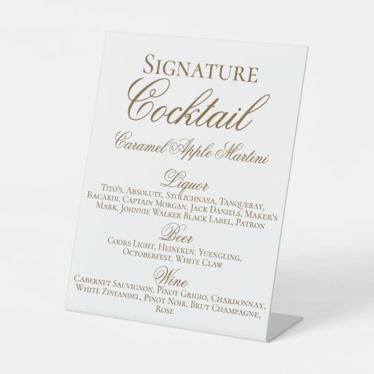 Signe De Table Cocktail mariage/Menu Bar (Recto)
