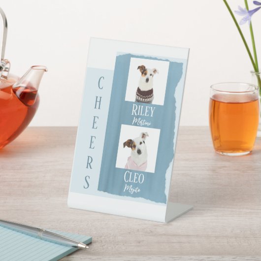 Signe De Table Cocktail signature chien Boire Dusty Blue Mariage (In SItu)