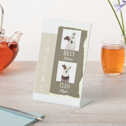 Signe De Table Cocktail signature chien Boire Mariage Brown (In SItu)