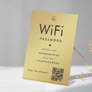 Signe De Table Code de mot de passe Gold WiFi Logo professionnel