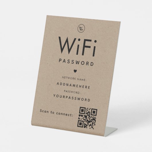 Signe De Table Code de mot de passe Kraft WiFi Logo professionnel (Recto)