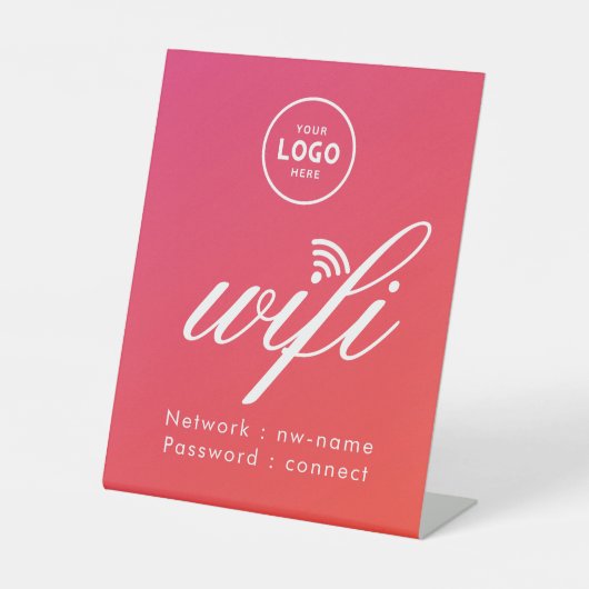 Signe De Table Code de mot de passe WiFi Affaires Logo Bleu (Recto)
