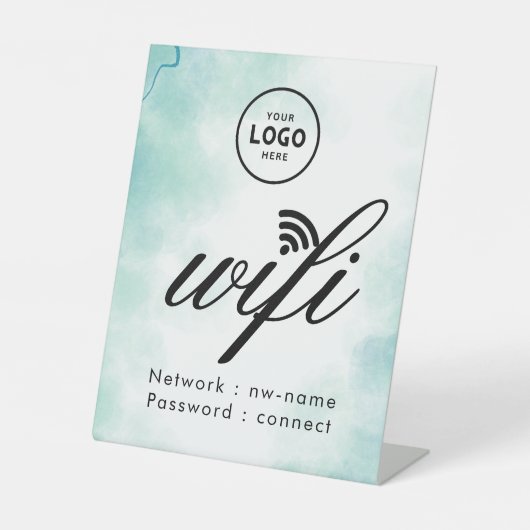 Signe De Table Code de mot de passe WiFi Affaires Logo Bleu (Recto)