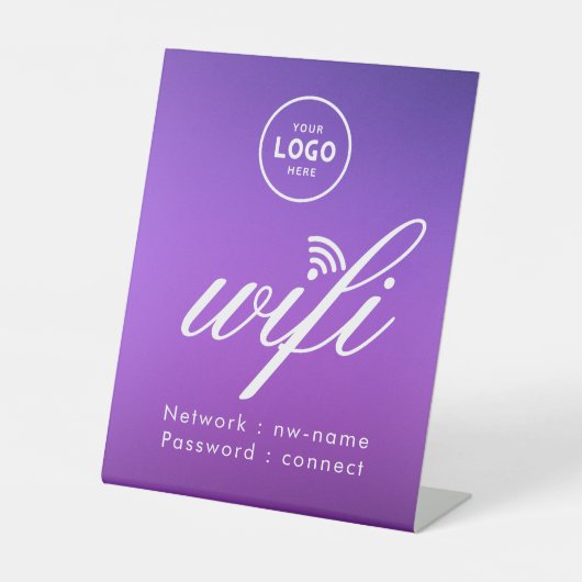 Signe De Table Code de mot de passe WiFi Logo Entreprise Bleu (Recto)