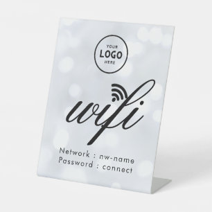 Signe De Table Code de mot de passe WiFi Logo Entreprise Bleu