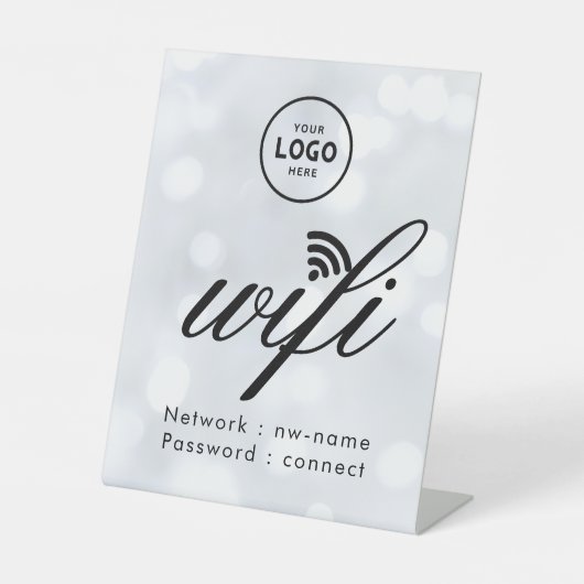 Signe De Table Code de mot de passe WiFi Logo Entreprise Bleu (Recto)